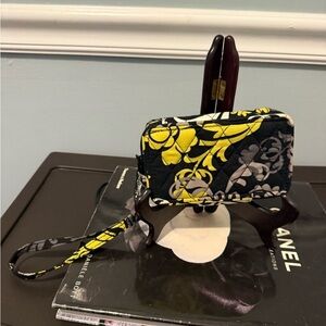 Vera Bradley Black and Yellow Quilted Wristlet